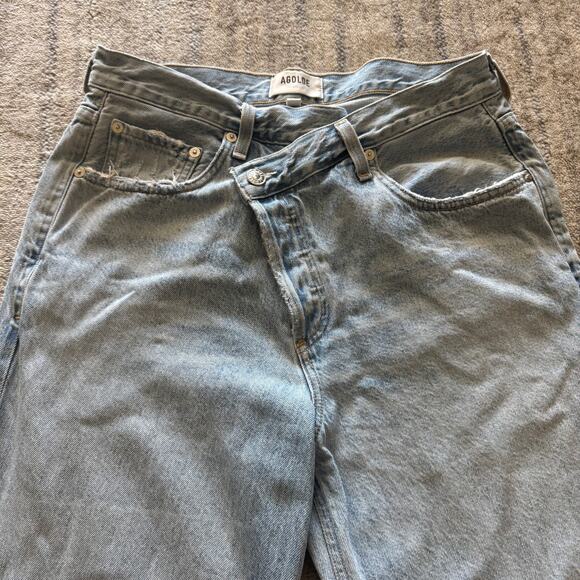 AGOLDE Criss Cross Upsized High Rise Distressed Hem Jean - Suburbia Size 28 - Picture 4 of 11
